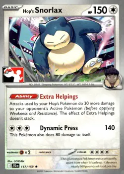 Hop's Snorlax 117/159 Rare Prize Pack Series Cards Pokemon Near Mint - Image 1