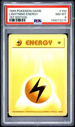 1999 POKEMON BASE SET 1ST EDITION #100 LIGHTNING ENERGY PSA 8 - Image 1