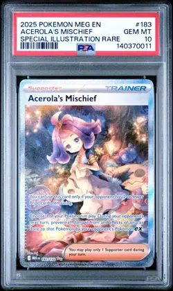 2025 POKEMON MEGA EVOLUTION SPECIAL ILLUSTRATION RARE ACEROLA'S MISCHIEF PSA 10 - Image 1
