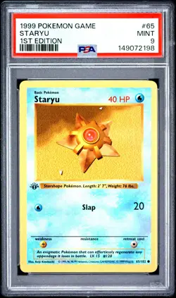 1999 POKEMON BASE SET 1ST EDITION #65 STARYU PSA 9 - Image 1