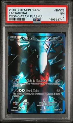 2013 POKEMON BLACK & WHITE PROMO TEAM PLASMA #BW73 FULL ART/DARKRAI PSA 7 - Image 1