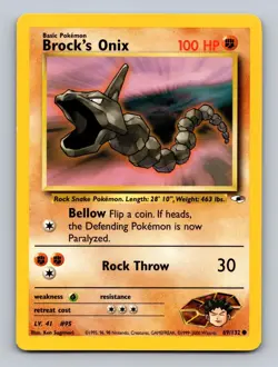 Brock's Onix 69/132 Common Gym Heroes Pokemon Unlimited Lightly Played - Image 1