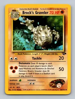 Brock's Graveler 34/132 Uncommon Gym Challenge Pokemon Unlimited Lightly Played - Image 1