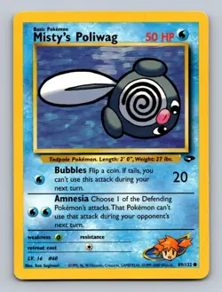 Misty's Poliwag 89/132 Common Gym Challenge Pokemon Unlimited Lightly Played - Image 1