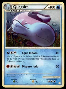 2010 HeartGold & SoulSilver Quagsire Premium Spanish #9 Stage 1/Rare Holo - Image 1
