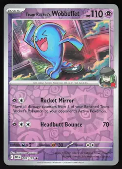 Team Rocket's Wobbuffet 082/182 Rare Destined Rivals Pokemon Reverse Holo NM - Image 1