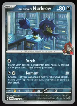 Team Rocket's Murkrow 127/182 Uncommon Destined Rivals Pokemon Reverse Holo NM - Image 1