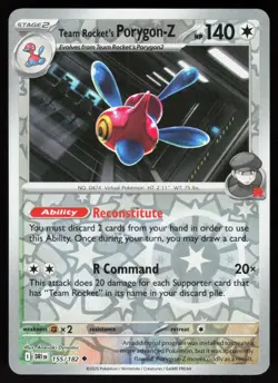 Team Rocket's Porygon-Z 155/182 Uncommon Destined Rivals Pokemon Reverse Holo NM - Image 1