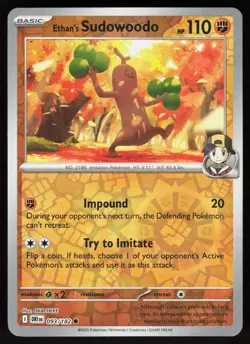 Ethan's Sudowoodo 093/182 Common Destined Rivals Pokemon Reverse Holo Near Mint - Image 1