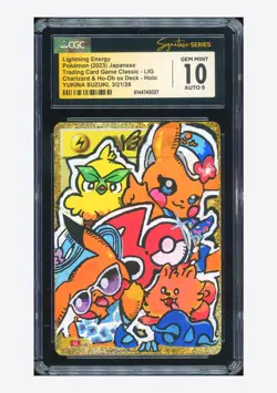 Pokemon CGC 10 GEM AUTO 10 Lightning Energy Holo Yukina Suzuki 2023 #LIG CLL JPN - Image 1