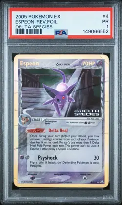 2005 POKEMON EX DELTA SPECIES #4 ESPEON-REVERSE FOIL PSA 1 - Image 1