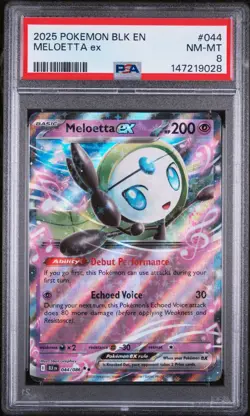 2025 POKEMON BLK EN-BLACK BOLT #044 MELOETTA EX PSA 8 - Image 1