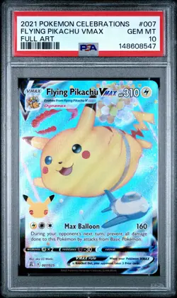 2021 POKEMON CELEBRATIONS #007 FULL ART/FLYING PIKACHU VMAX PSA 10 - Image 1