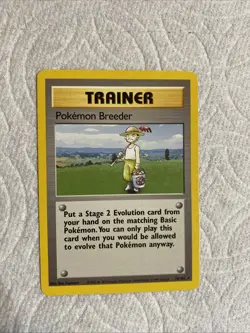 Pokemon TCG 1999 Pokemon Breeder 76/102 Shadowless Base Set Rare Never Played - Image 1