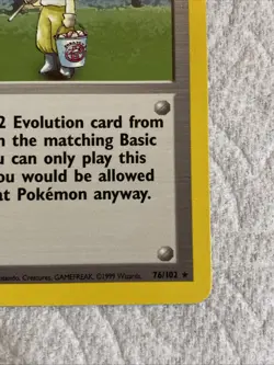 Pokemon TCG 1999 Pokemon Breeder 76/102 Shadowless Base Set Rare Never Played - Image 2