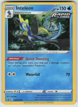 Inteleon SWSH279 Holo Promo Sword & Shield Promo Pokemon Holo Lightly Played - Image 1