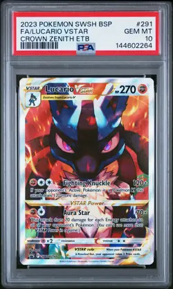 2023 POKEMON SWSH BLACK STAR PROMO #291 FULL ART/LUCARIO VSTAR PSA 10 - Image 1