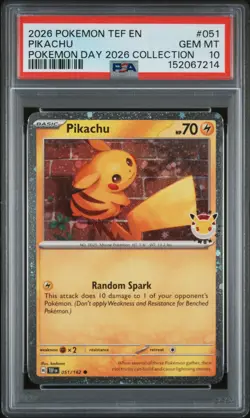 2026 POKEMON TEF EN-TEMPORAL FORCES POKEMON DAY 2026 COLLECTION PIKACHU PSA 10 - Image 1
