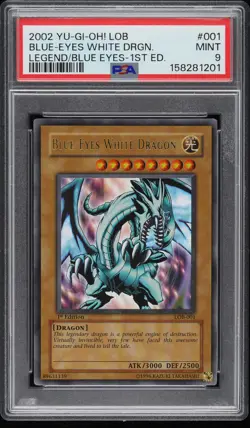 2002 YU-GI-OH! LOB-LEGEND OF BLUE EYES WHITE DRAGON BLUE-EYES WHITE DRAGON PSA 9 - Image 1