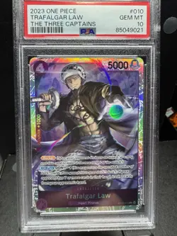 One Piece Card Game Trafalgar Law Japanese ST10-010 R Holographic PSA 10 P2 - Image 1
