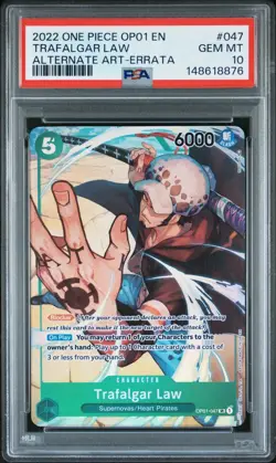 One Piece Trafalgar Law Alternate Art Errata OP01-047 PSA 10 Gem Mint - Image 1