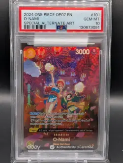 Bandai One Piece Card Game O-Nami Alt Art SP OP07-101 PSA 10 Special ENGLISH - Image 1