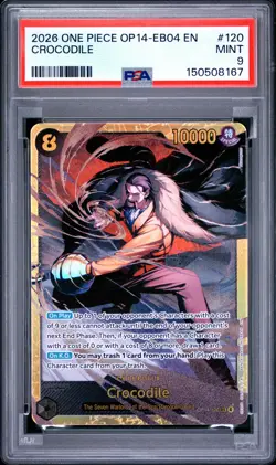 2026 ONE PIECE OP14-EB04-THE AZURE SEA'S SEVEN #120 CROCODILE PSA 9 - Image 1