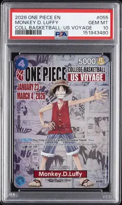 2026 ONE PIECE COLLEGE BASKETBALL: US VOYAGE PROMOS #055 MONKEY D. LUFFY PSA 10 - Image 1