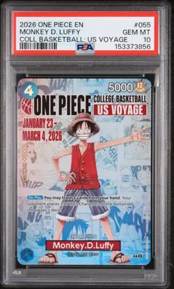 2026 ONE PIECE PROMOS COLLEGE BASKETBALL: US VOYAGE MONKEY D. LUFFY PSA 10 - Image 1