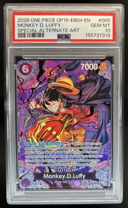 2026 One Piece Adventure on Kami's Island Monkey.D.Luffy Alt Art ST26-005 PSA 10 - Image 1