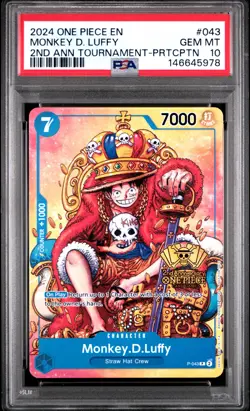 2024 ONE PIECE PROMOS TOURNAMENT-PARTICIPATION #043 MONKEY D. LUFFY PSA 10 - Image 1