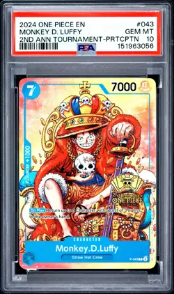 2024 ONE PIECE PROMOS TOURNAMENT-PARTICIPATION #043 MONKEY D. LUFFY PSA 10 - Image 1