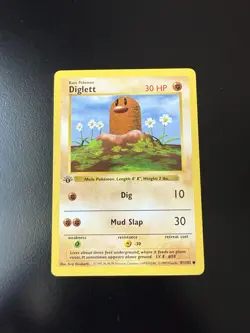 Pokemon DIGLETT Base Set Shadowless 1st Edition Common Card 047/102 Vintage 1999 - Image 2