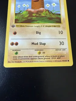 Pokemon DIGLETT Base Set Shadowless 1st Edition Common Card 047/102 Vintage 1999 - Image 5