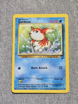Pokemon TCG Goldeen 76/130 Base Set 2 Unlimited Regular Common Card WOTC - Image 1