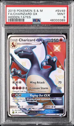 2019 POKEMON SUN & MOON HIDDEN FATES #SV49 FULL ART/CHARIZARD GX PSA 9 - Image 1