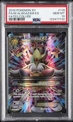 2016 POKEMON XY FATES COLLIDE #118 FULL ART/M ALAKAZAM EX PSA 10 - Image 1