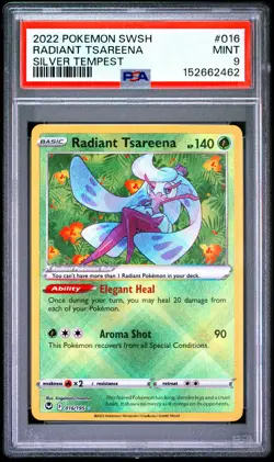 2022 POKEMON SWORD & SHIELD SILVER TEMPEST #016 RADIANT TSAREENA PSA 9 - Image 1