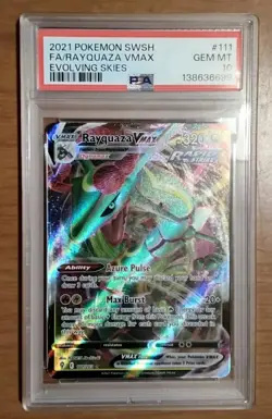 2021 POKEMON SWORD & SHIELD EVOLVING SKIES #111 FULL ART/RAYQUAZA VMAX PSA 10 - Image 1