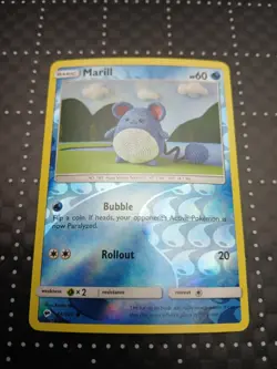 Pokemon Marill 34/147 Burning Shadows Reverse Holo Asako Ito Crocheted Art NM - Image 1