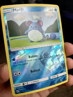 Pokemon Marill 34/147 Burning Shadows Reverse Holo Asako Ito Crocheted Art NM - Image 3