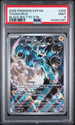 2025 POKEMON SVP EN-SV BLACK BOLT POKEMON CENTER ETB PROMO #209 THUNDURUS PSA 9 - Image 1