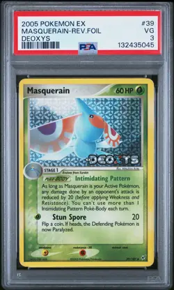 2005 POKEMON EX DEOXYS #39 MASQUERAIN-REVERSE FOIL PSA 3 - Image 1