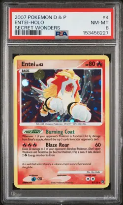 2007 POKEMON DIAMOND & PEARL SECRET WONDERS #4 ENTEI-HOLO PSA 8 - Image 1