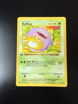 Vintage 1999 Pokemon Koffing 1st Edition Shadowless 51/102 See Pics - Image 2