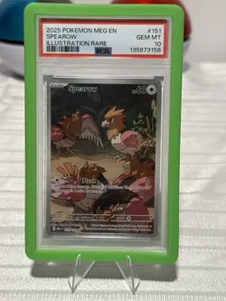 Pokemon TCG 2025 ME01 Mega Evolution Spearow 151/132 IR Holo PSA 10 - Image 1