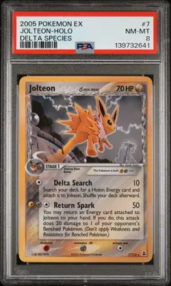 2005 POKEMON EX DELTA SPECIES #7 JOLTEON-HOLO PSA 8 - Image 1