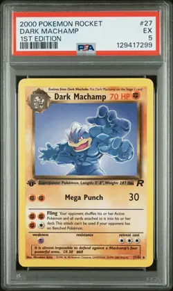 2000 POKEMON ROCKET 1ST EDITION #27 DARK MACHAMP PSA 5 - Image 1