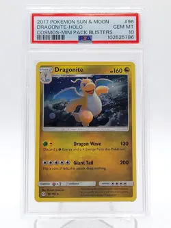 DRAGONITE 2017 POKEMON SUN & MOON COSMOS HOLO #96/149 PSA 10 Q0895 - Image 1