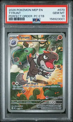 2026 POKEMON PERFECT ORDER POKEMON CENTER ETB PROMO #070 TYRUNT PSA 10 - Image 1